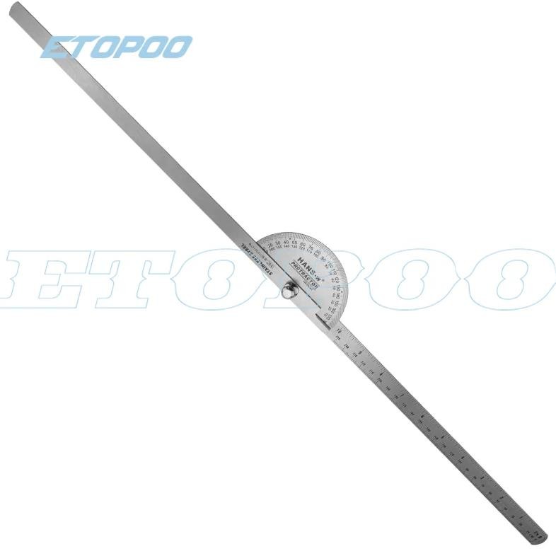 

180 Degree 250 X 300Mm Stainless Steel Adjustable Double-Arm Angle Ruler With Round Head Rotary Protractor Tool Goniometer