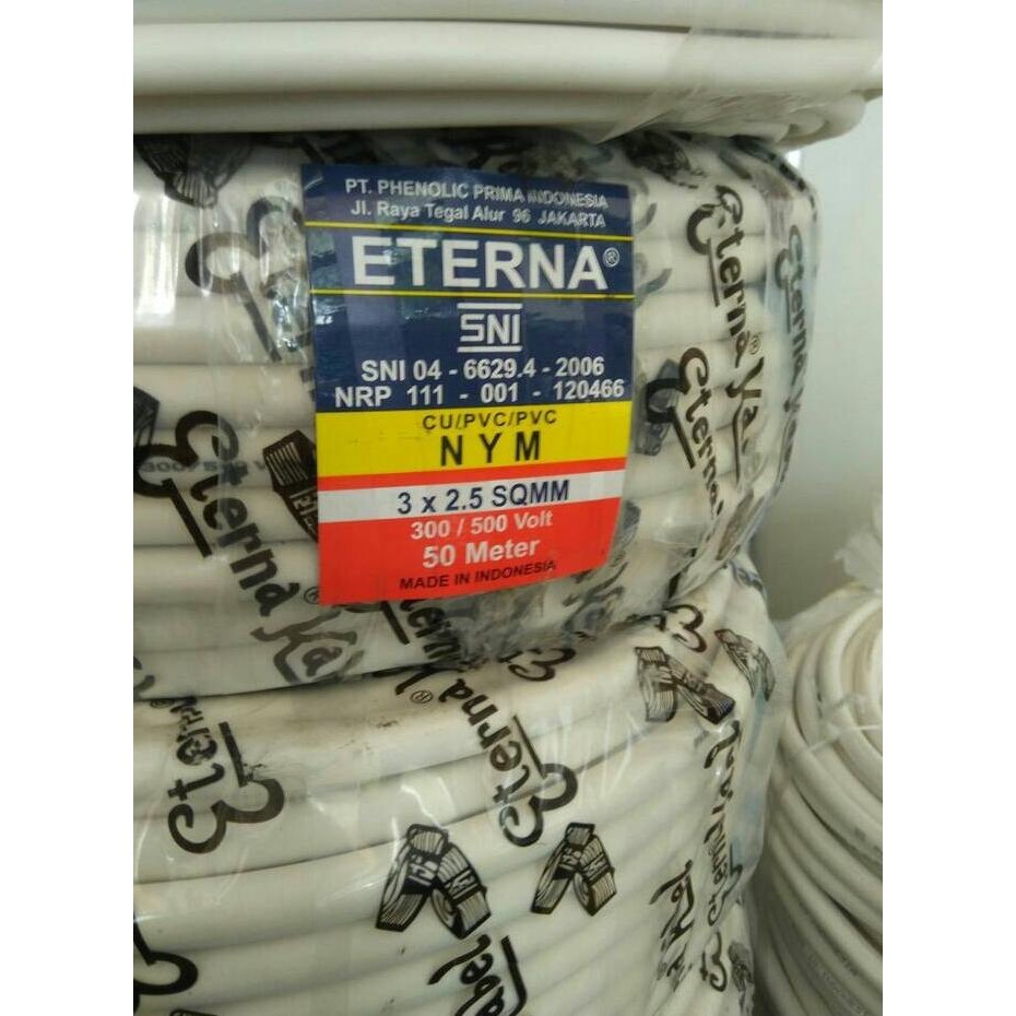 Kabel Eterna 3X2,5 Nym / Kabel Listrik Eterna 3X2.5 50Meter - Asli