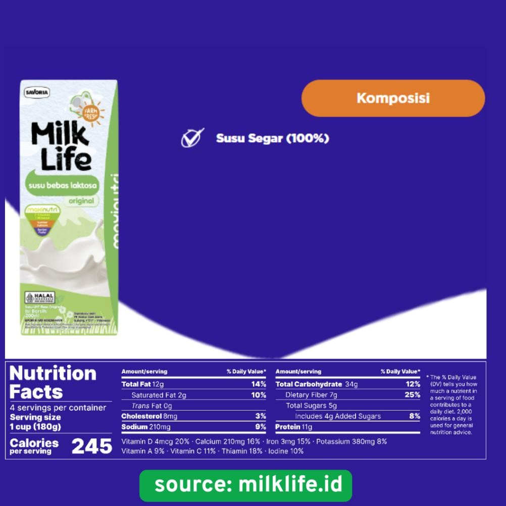 

Spesial/ [Harga Agen] Susu Milk Life Lactose Free / Susu Uht Milklife Bebas Laktosa 1 Karton Isi 24 Pcs@200Ml {Terbaru/Terlaris/Tergcor/Kekinian}