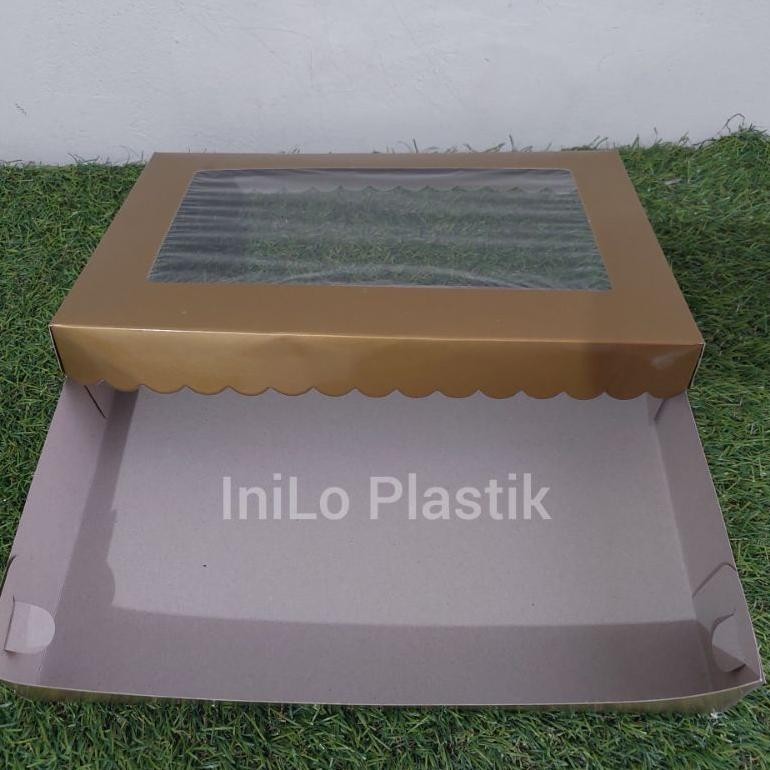 

ter-46 fg-87 @10pcs Box / Dus / Kotak Kue Hampers Emas Gold 20x30x5 cm / Dus Gold KM Kaca Original Terlaris
