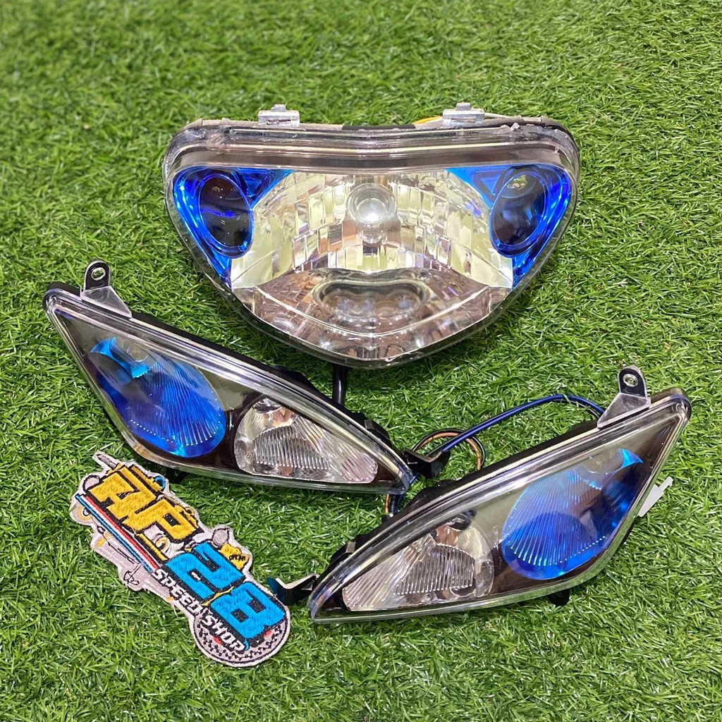 REFLEKTOR LAMPU DEPAN DAN SEIN MIO SPORTY 1 SET KOMPLIT MODEL 2 MATA MODIF THAILAND / TERMURAH LAMPU