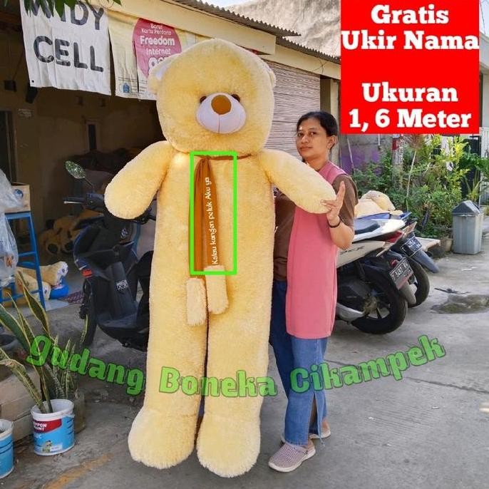 Boneka Teddy Bear Telapak Super Jumbo 1,6 Meter Gratis Ukir Nama Di Syal Pendidikan Dolls Sultan Co