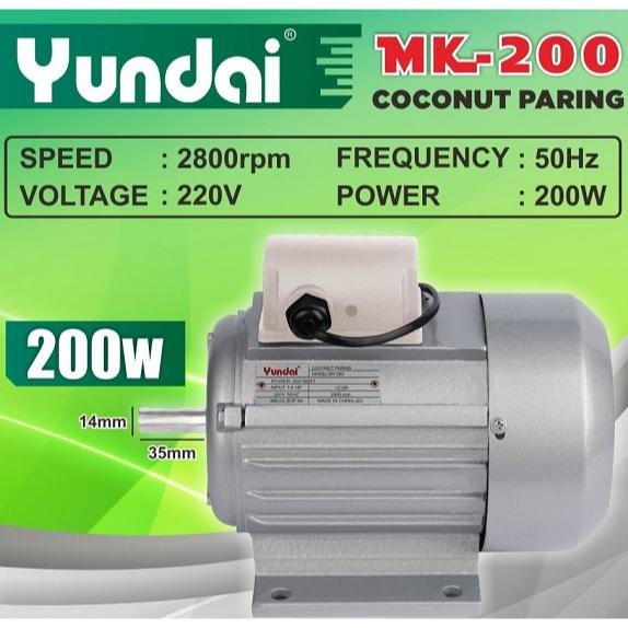 DINAMO MESIN PARUT KELAPA/ KUKURAN KELAPA 200WATT MK-200 YUNDAI