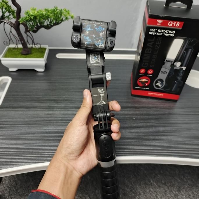 TNW Q18 Gimbal Stabilizer Handphone Gimbal Hp Stabilizer Tongsis Hp Bluetooth Tripod