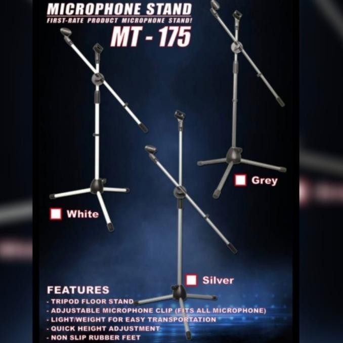 Stand Mic MT 175 / MT-175 Lantai Tripod + Holder Handphone dan Mic