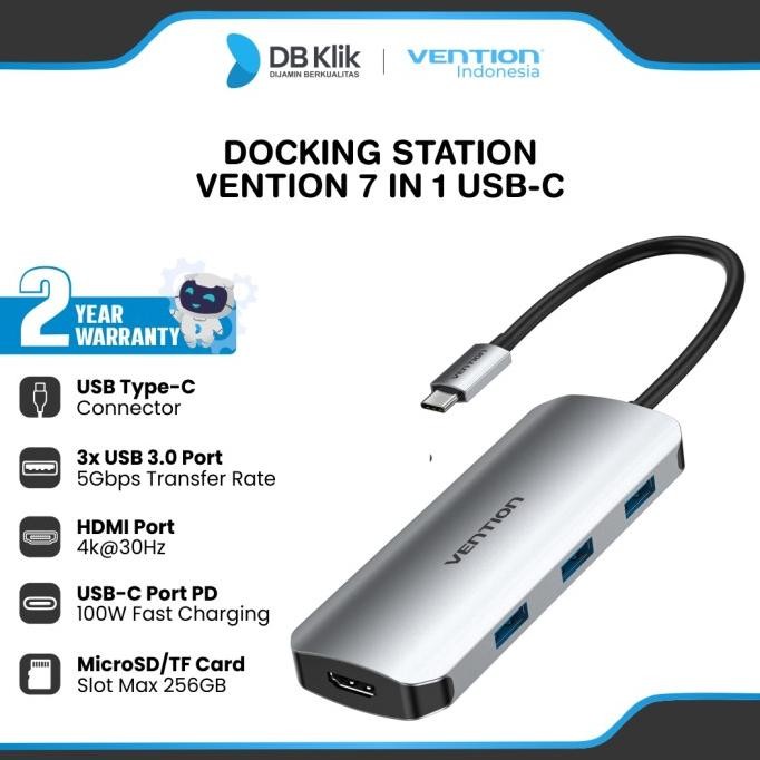 Terlaris Docking Station Vention 7 In 1 Usb C Thunderbolt Hdmi Pd-Vention - Docking Station 7 In 1 T