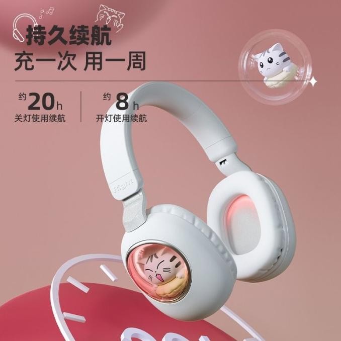 Headset gaming bluetooth karakter kucing lucu headphone type terbaru