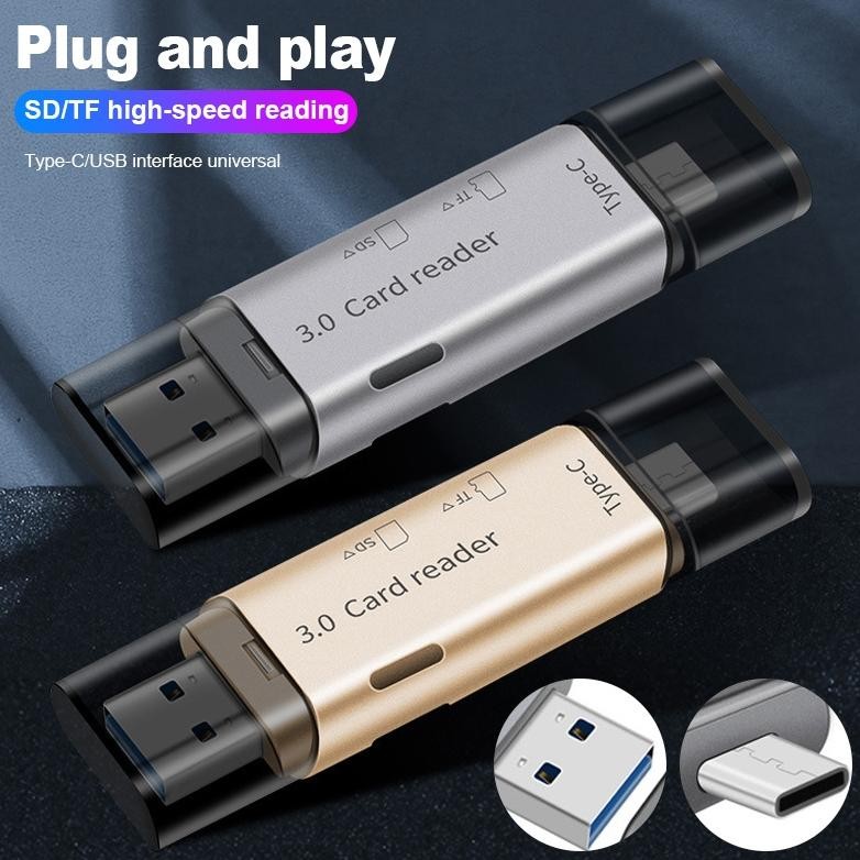 4 In 1 Card Reader High-Speed Smart Usb 3.0 Metal Type C / Micro Usb / Sd Card / Tf Memory Card Read