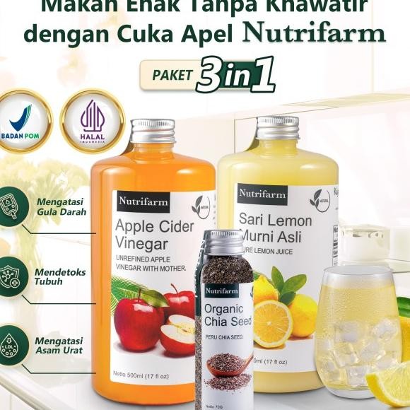 

Nutrifarm Paet 3In1 Cua Apel Ari Lemon Chia Eed