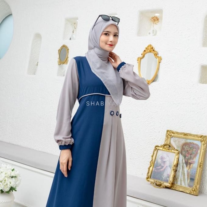 Shabiyan.Id 388 Gamis Remaja Moscrepe Polos Kombinasi