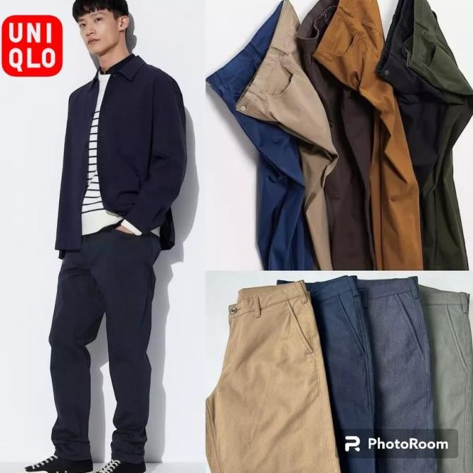 Celana Chino Pria Uniqlo Slimfit Ultra Stretch Original