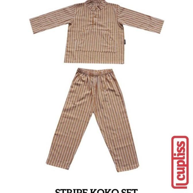 Little Palmerhaus Stripe Koko Safron Baju Koko Anak