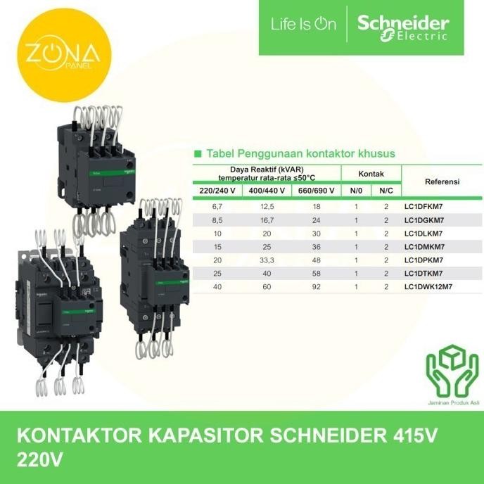 Terjangkau Kontaktor Capasitor Kapasitor Schneider 25Kvar 25 Kvar Lc1Dmkm7