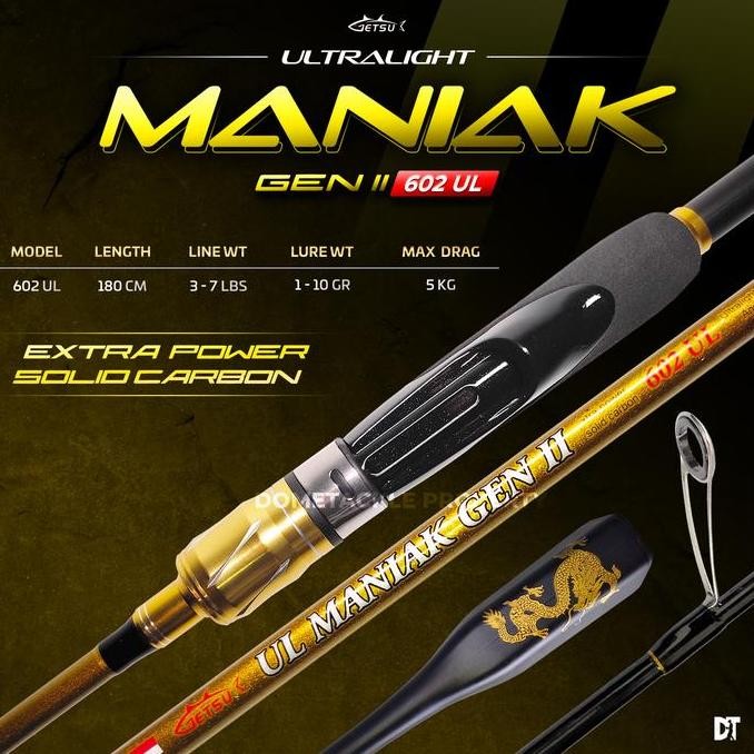 Terlaris Joran Getsu Ul Ultralight Maniak Gen Ii Solid Carbon | Size 602 662 702 Ul | Rod Joran Panc