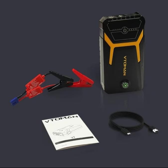 VTOMAN V3 PRO JUMP  STARTER AKI MOBIL MOTOR POWERBANK 6000mah jumper aki kendaraan. Powerbank portab