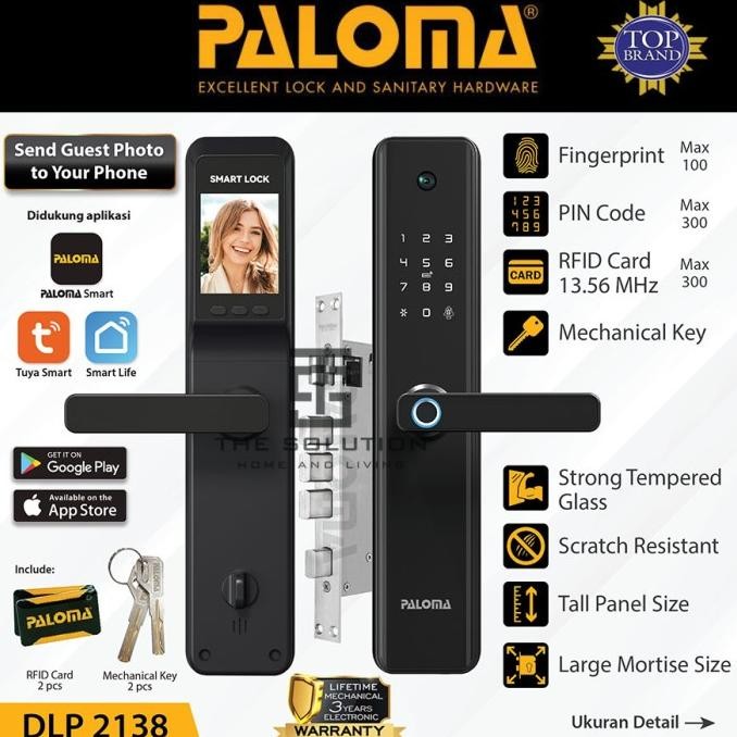 Smart Door Lock Paloma Dlp 2138 Gagang Kunci Pintu Kemera Digital Smart Home Wifi