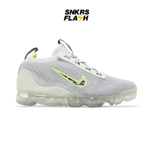 NIKE Kids Air Vapormax 2021 Flyknit Wolf Grey Volt (Gs) Sepatu Sneakers Anak - DB1550005 - Size 38