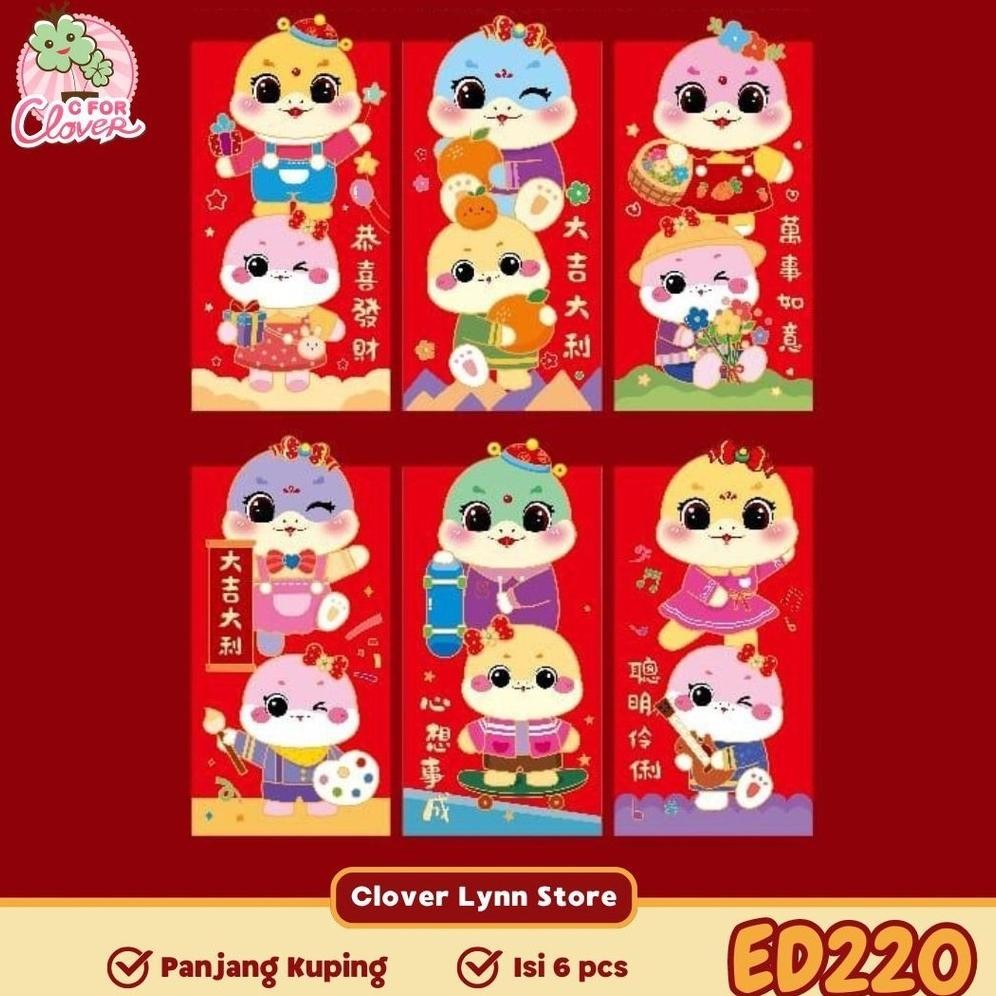 

Ed-7 Angpao 3D Panjang Imlek Tahun Ular Isi 6 Pcs Chinese New Year Snake Year 2025