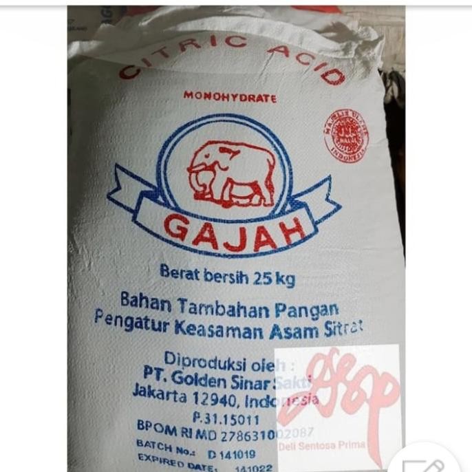 

Sale Citric Acid Atau Citrun Cap Gajah Ex Lokal Food Grade Sak 25 Kg