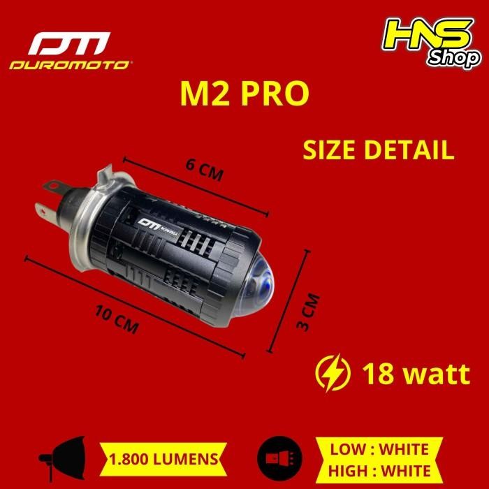 Duromoto M2 Pro Series 18 Watt Lampu Led H4 Lampu Tembak Projector New Original Dan Terpercaya