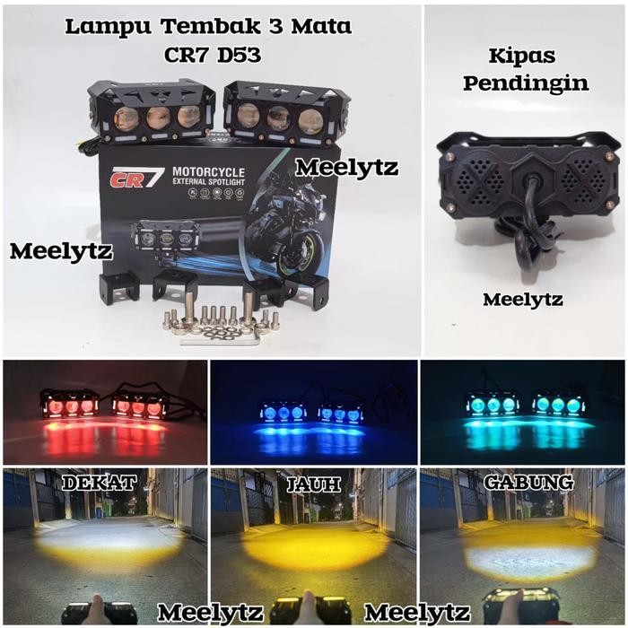 Cr7 D53 - Lampu Tembak 3 Mata Original Dan Terpercaya