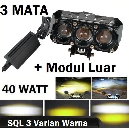 Mini Projie 3 Mata Lampu Tembak Laser Sql 3 Titik Foglamp Mobil 40W Original Dan Terpercaya
