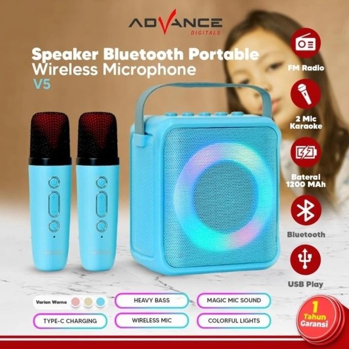 Advance V5 Portable Microphone Karaoke Speaker Mic Bluetooth Karaoke Co