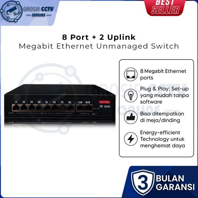 Switch POE Hub 8+2 Port / Switch POE 8 Port