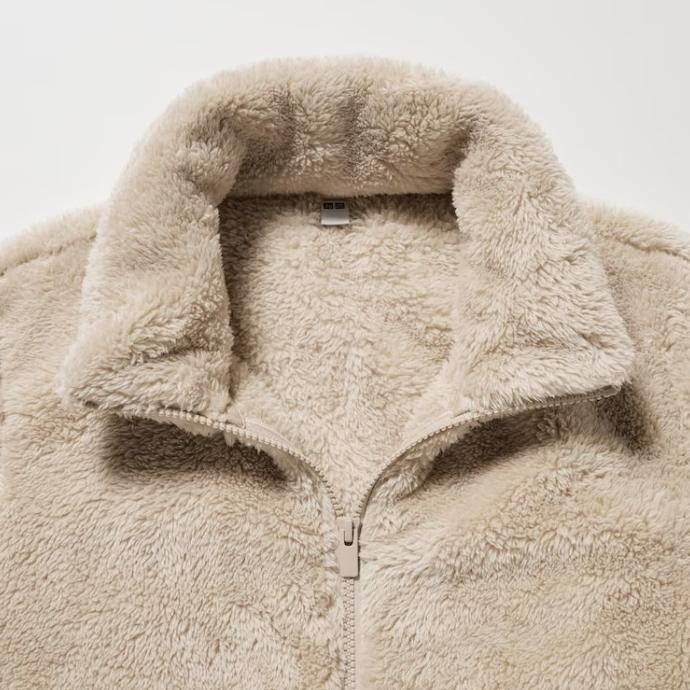 Jacket Wanita UNIQLO Fluffy Yarn Fleece Full Zip 172286 natural 30