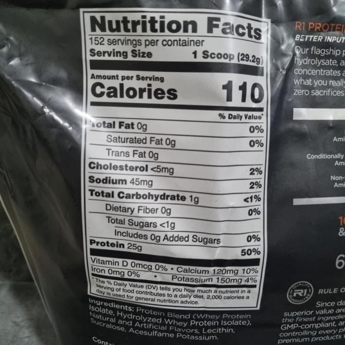 Rule 1 R1 Whey Protein Isolate 10 lbs Susu Rule One Tinggi Protein DS