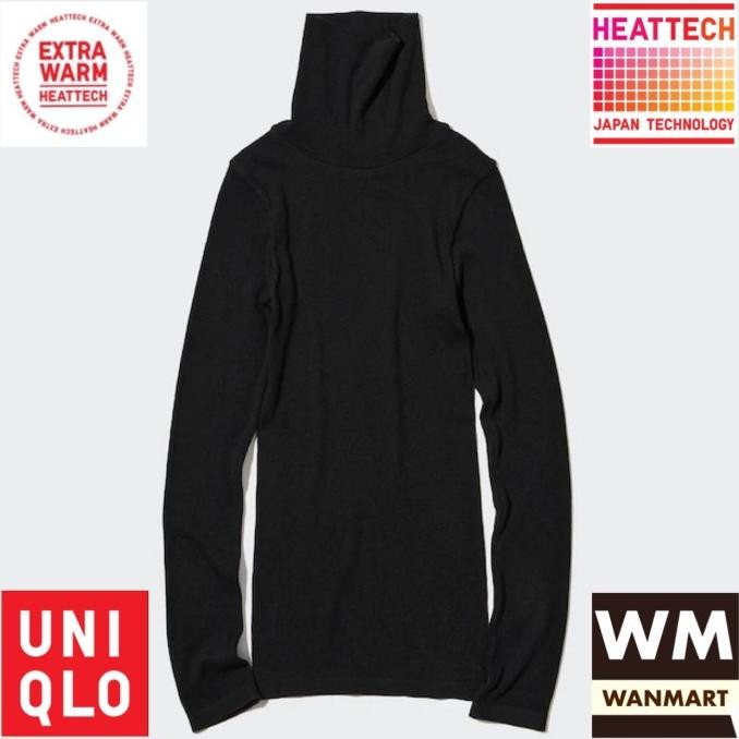 UNIQLO Kaos Long John Wanita Heattech Extra Warm Turtle Neck Black