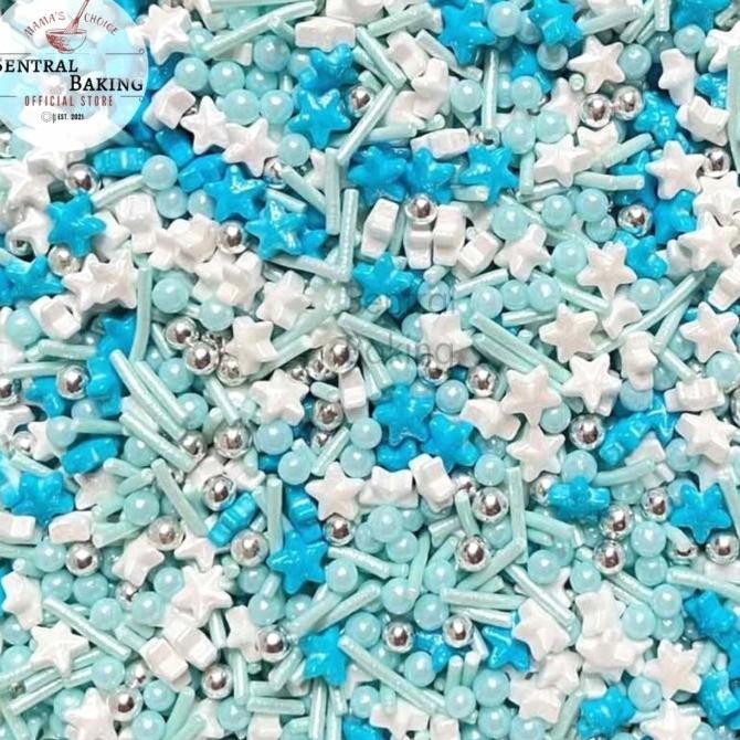 

Murah Sprinkle Kue Bintang Mutiara Biru Putih 2 / Springkle Kue Springkel