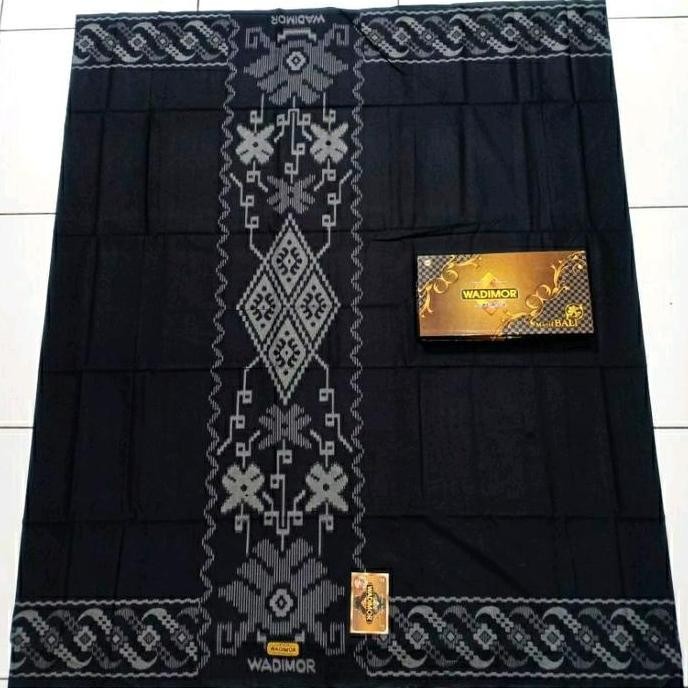 SARUNG WADIMOR MOTIF BALI 555 HITAM SERANGAM WARNA SARUNG PRIA TENUN SONGKET DEWASA