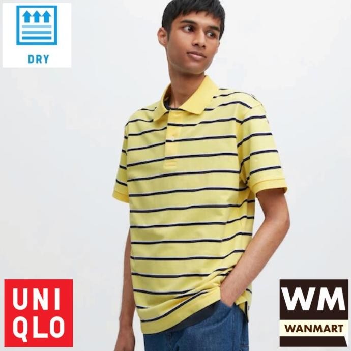 UNIQLO Men Polo Shirt Kaos Pria Dry Pique Lengan Pendek Yellow
