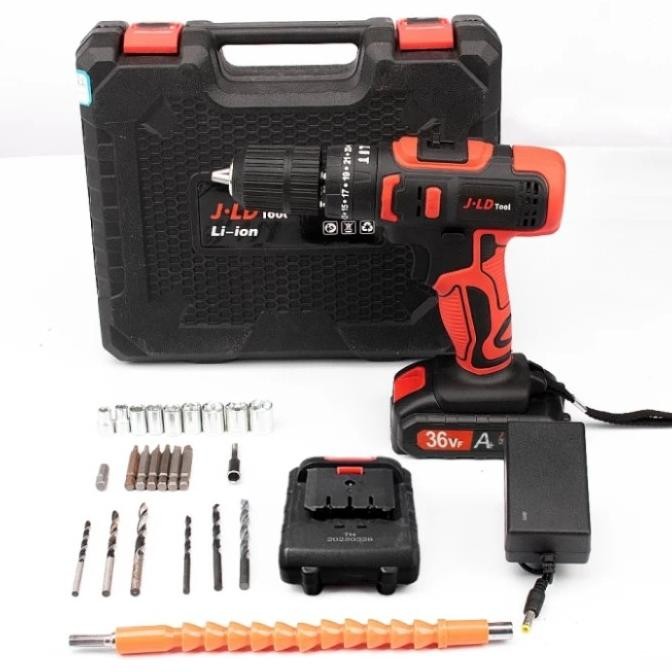 ready  JLD 36VF Mesin Bor Baterai Bor Cas 2 Baterai JLD 36VF Bor Cordless murah