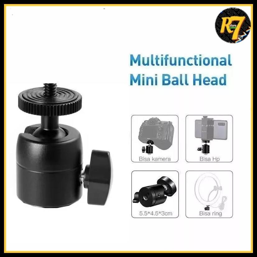 MINI BALL HEAD MOUNTING BALL HEAD RINGLIGHT BALL HEAD TRIPOD KAMERA HP 360 DERAJAT BALLHEAD