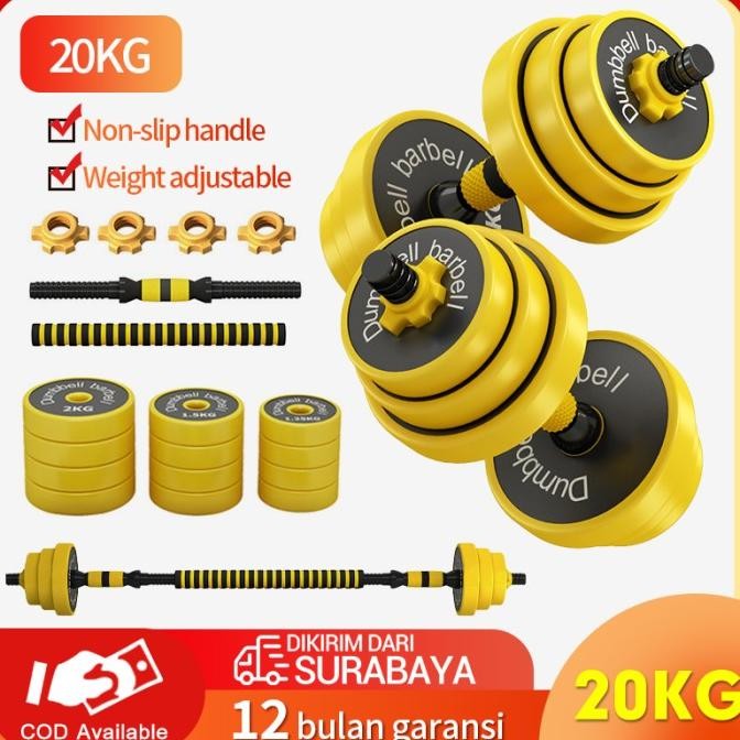 TERMURAH - 20KG Alat Olahraga Fitness Dumbell KARET/Dumbell Barbel set fitness
