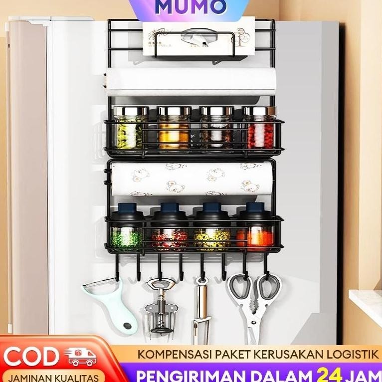 Rak Gantung Kulkas Dapur stainless steel Rak samping kulkas Rak bumbu dapur