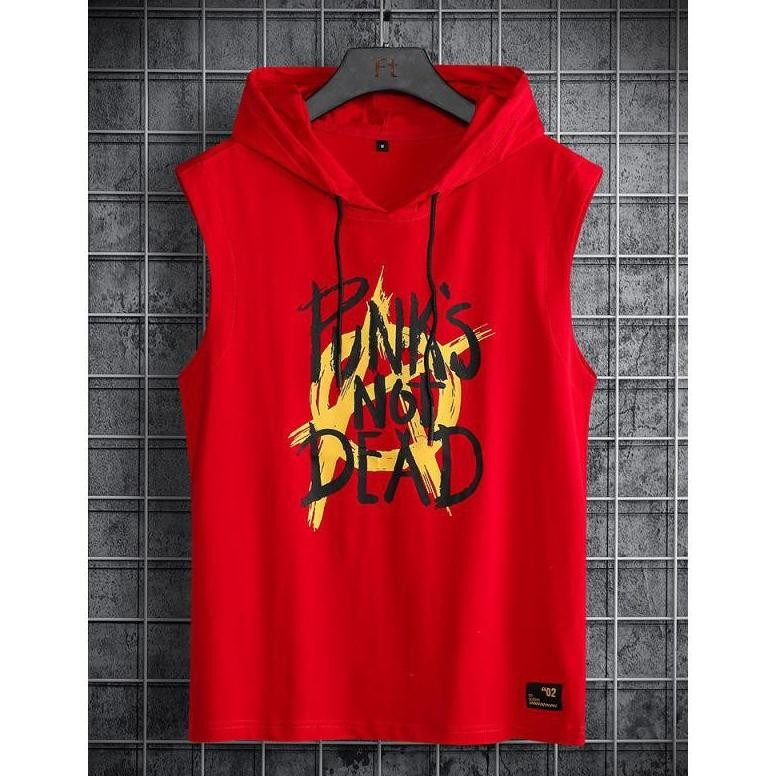Kaos Hoodie "Punk"//Baju Tanpa Lengan// Fashion Pria Good Quality