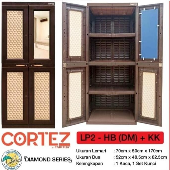 JUMBO - LEMARI PAKAIAN PLASTIK TABITHA CORTEZ + KACA
