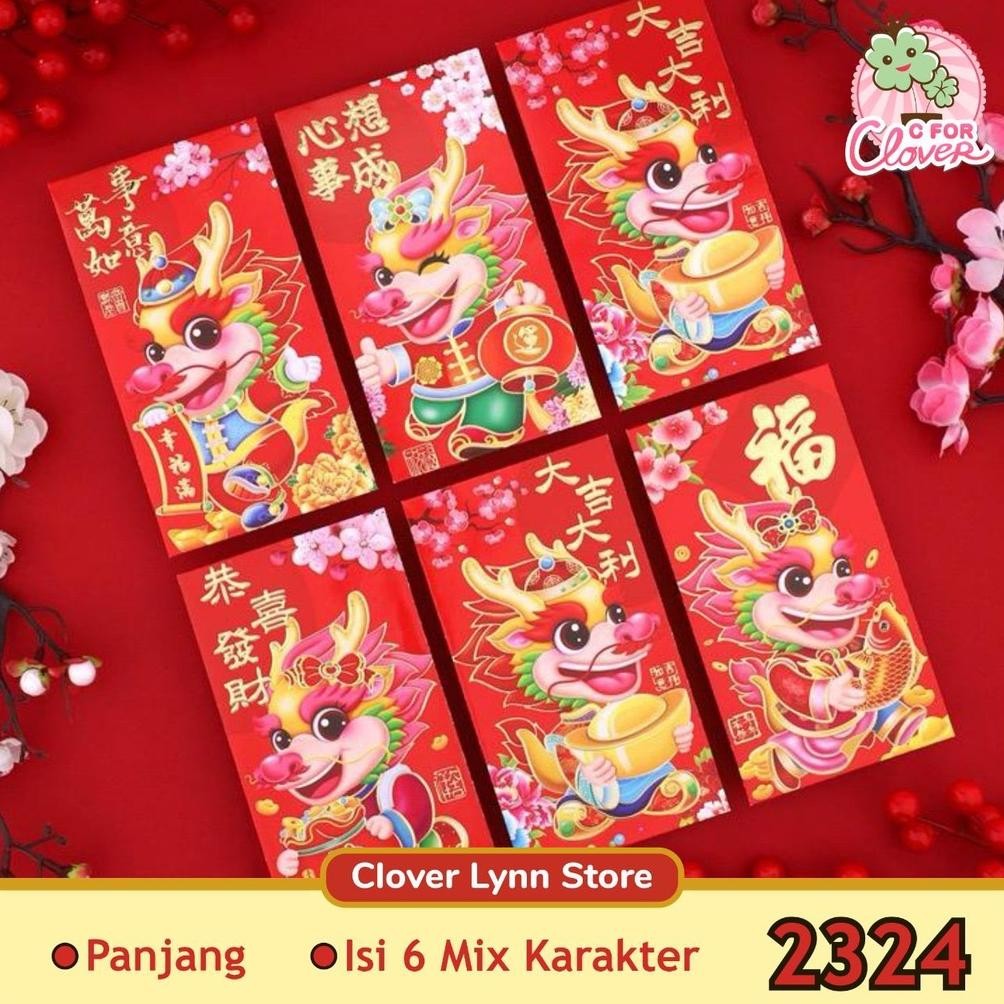 

Spesial Promo Angpao Panjang Isi 6Pcs Tahun Naga 2024 Imlek Shio Dragon Hongpao Sincia