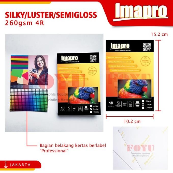 

Kertas Foto Inkjet Imapro Professional Rc Silky Luster 260Gsm 4R Terbaru