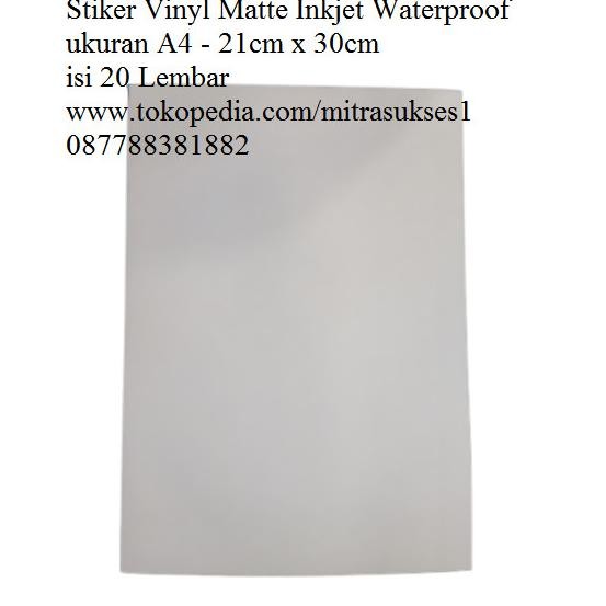 

Stiker Vinyl Matte Inkjet Waterproof A4 by Radhiant official