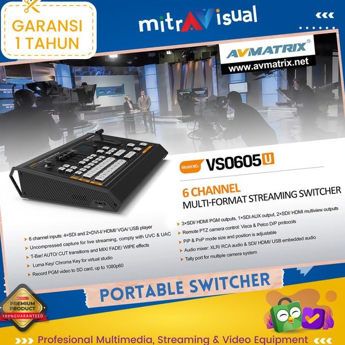 BRG BARU AVMATRIX VS0605U 6CH SDI/HDMI Multi-format Streaming Switcher