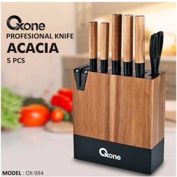 Oxone OX-984 Acacia Pisau Set Knife Set With Wood Block