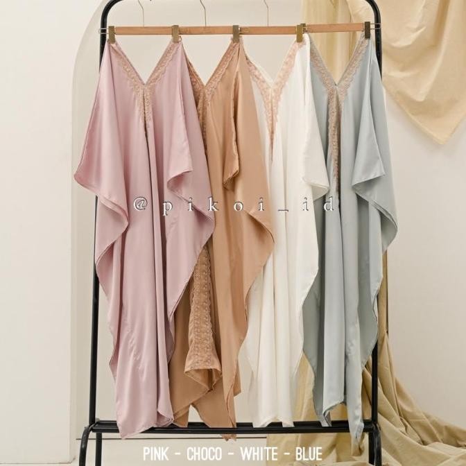 Sale! Kaftan panjang satin wanita / dress kaftan putih renda / baju lebaran