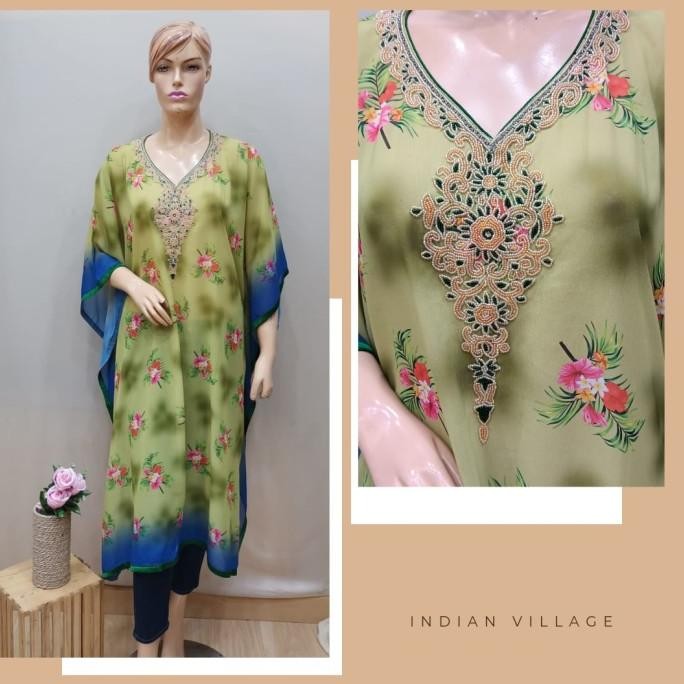 Sale mix Kaftan Embroidry Digital Short Print India Wanita / Kaftan India