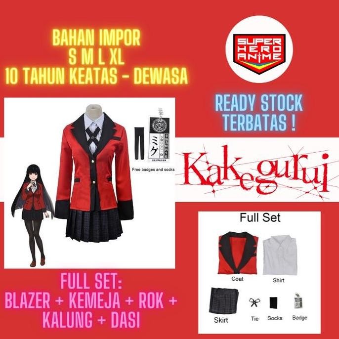 Sale Cosplay Yumeko Jabami Kostum Kakegurui Full Set Costume Baju Anime Impor Cewek Perempuan Tanggu