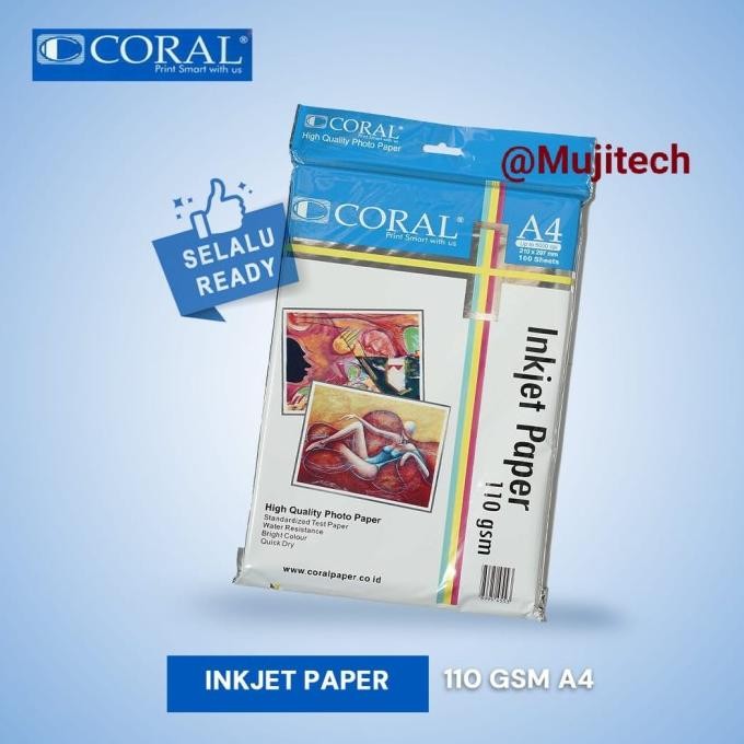 

Coral Inkjet Paper A4-110 Gr (Pack=100 Sheet) Promo