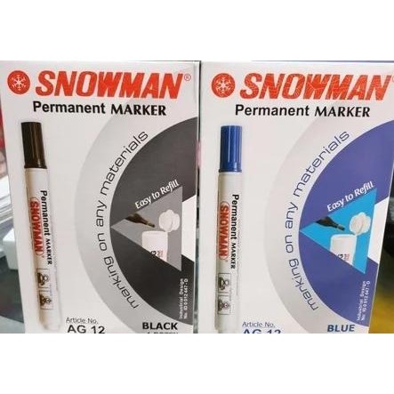 

Snowman Spidol Permanent Marker AG 12 (isi 12) - hitam atau biru by Radhiant official